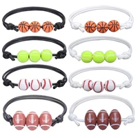 fashion new sports ball wristband bracelet hand adjustable wax wire braided bracelet jewelry birthday gift