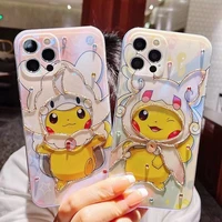 blue light pikachu with rhinestones phone cases for iphone 13 12 11 pro max xr xs max x back cover