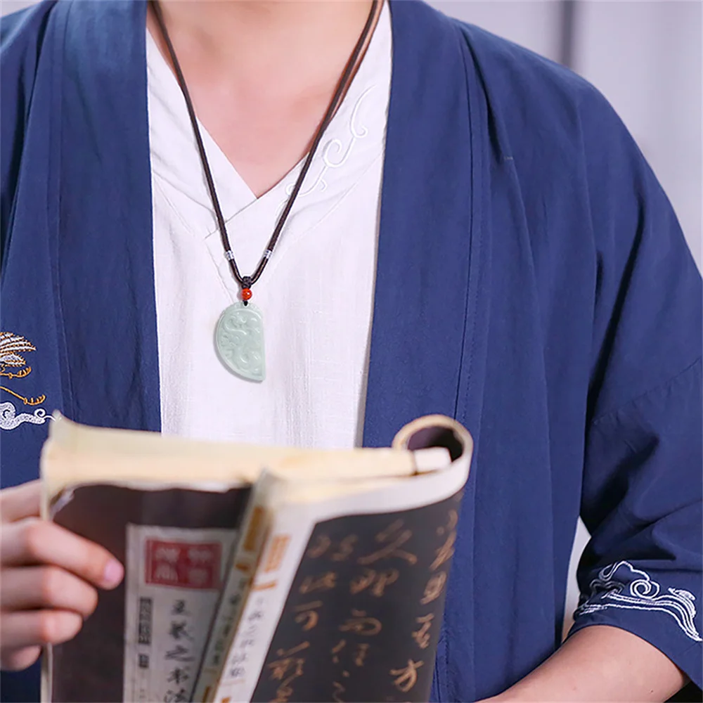 Ретро натуральный зеленый жадеит резной дракон Феникс пары кулон амулет