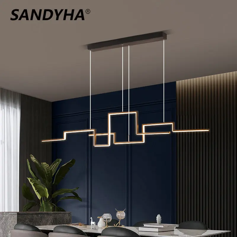 

Nordic Led Ceiling Chandelier Lighting Geometry Black Living Room Decor Lamp Designer Bedroom Bar Office Hanging Lights Fixtures