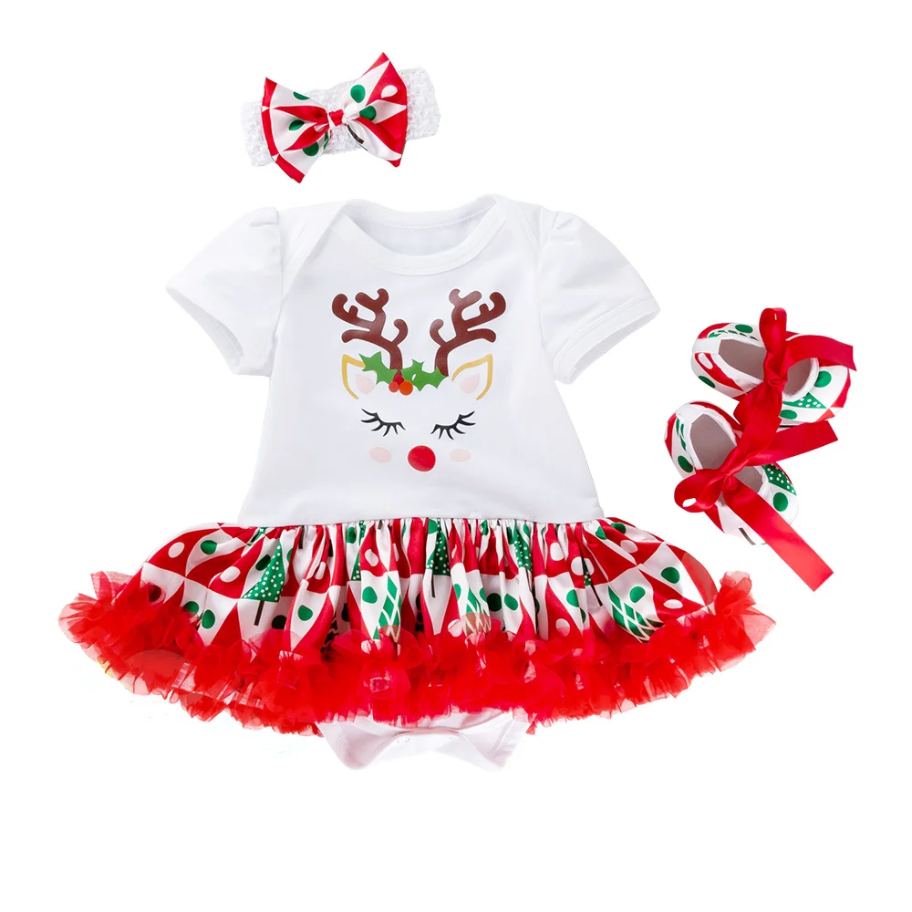 Baby Girls 2019 Summer New Baby Girls Clothing Sets Fashion Style Pretty Fox Printed Rompers Veil Dress Girls Christmas Clothes