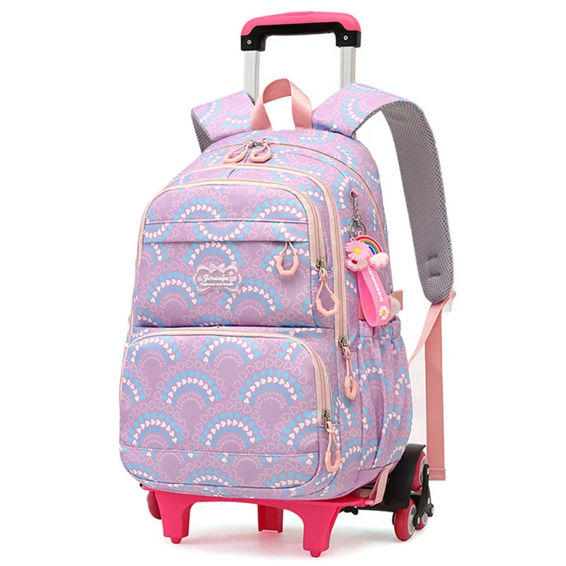 

Rolling School Bags for Girls Backpack Kids Mochilas Para udiantes with Wheels for Middle School Trolley Luggage Back Pack