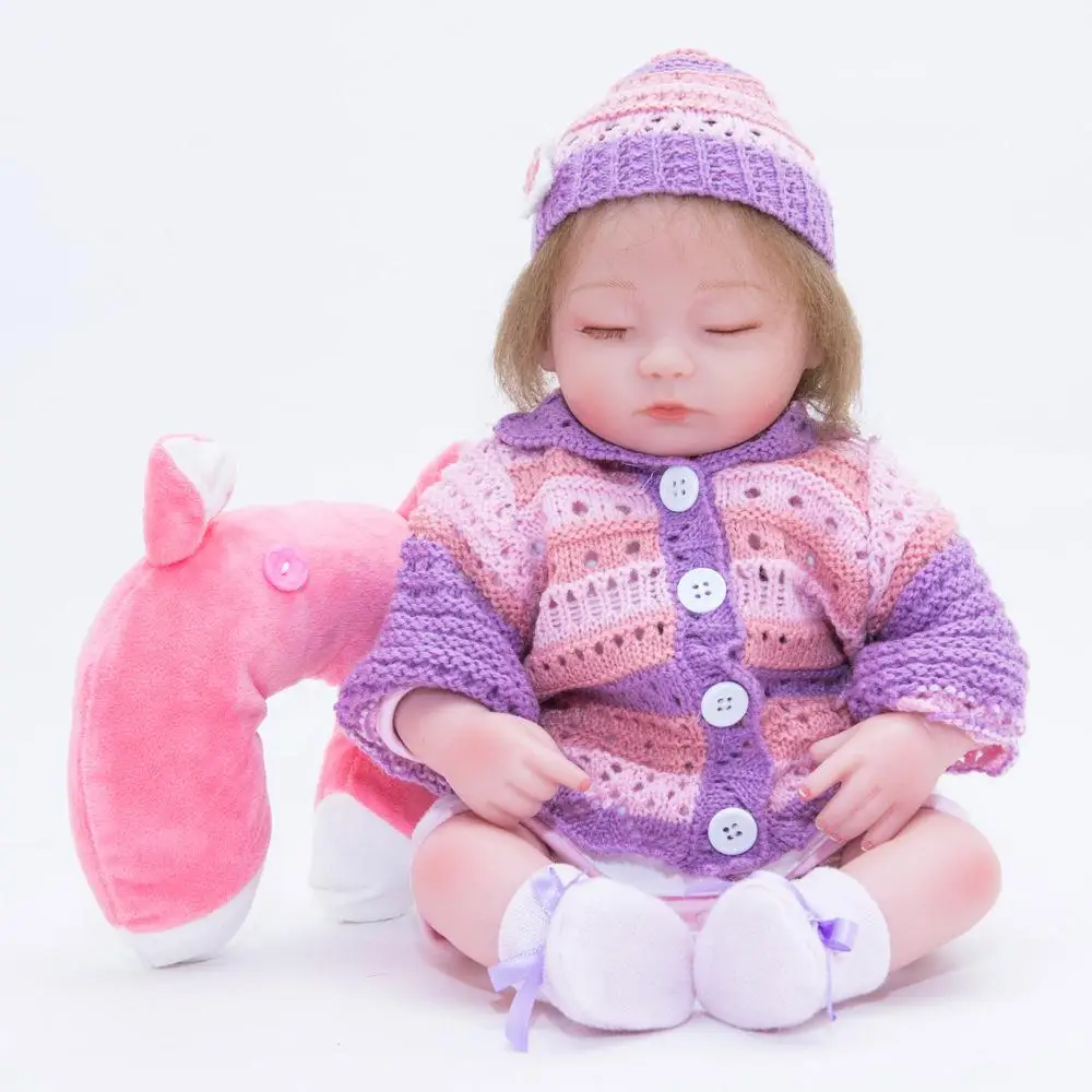 

Lifelike Silicone Vinyl Girl Doll Baby Reborn 45CM Realistic Sleeping Babies Dolls With Lovely Clothes Kids Playmate