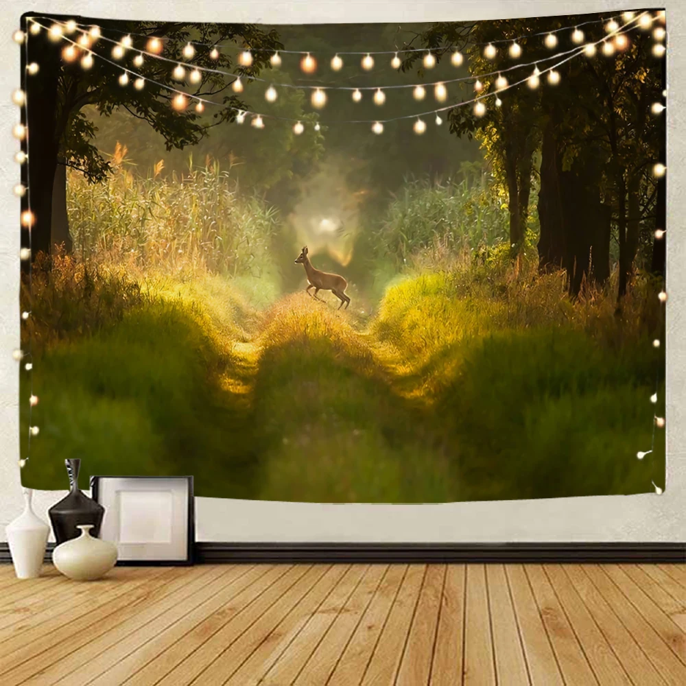 

Dream forest background decoration tapestry Sunshine forest background decoration tapestry Home decoration tapestry