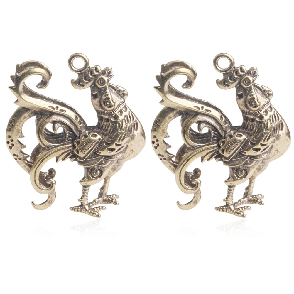 

Rooster Pendant Brass Jewelry Charm Diy Animal Key Chain Statue Crafts Zodiac Decor Charms Pendants Gifts Keychain Auspicious
