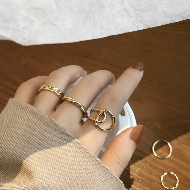 

Trendy 5 Pcs/set Simple Alloy Irregular Geometry Rings Set for Women Jewelry Joint Ring