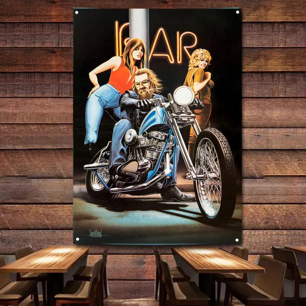 

Hot Girl Vintage Motorcycles Banner Flag Poster Wall Art Painting Tapestry Man Cave Bar Club Pub Garage Home Decoration Sticker