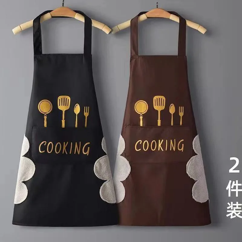 Men And Women Kitchen Aprons Home Chef Baking Clothes With Pockets Adult Bib Waist Bag Kitchen Chef Waiter Cleaning Hand Apron