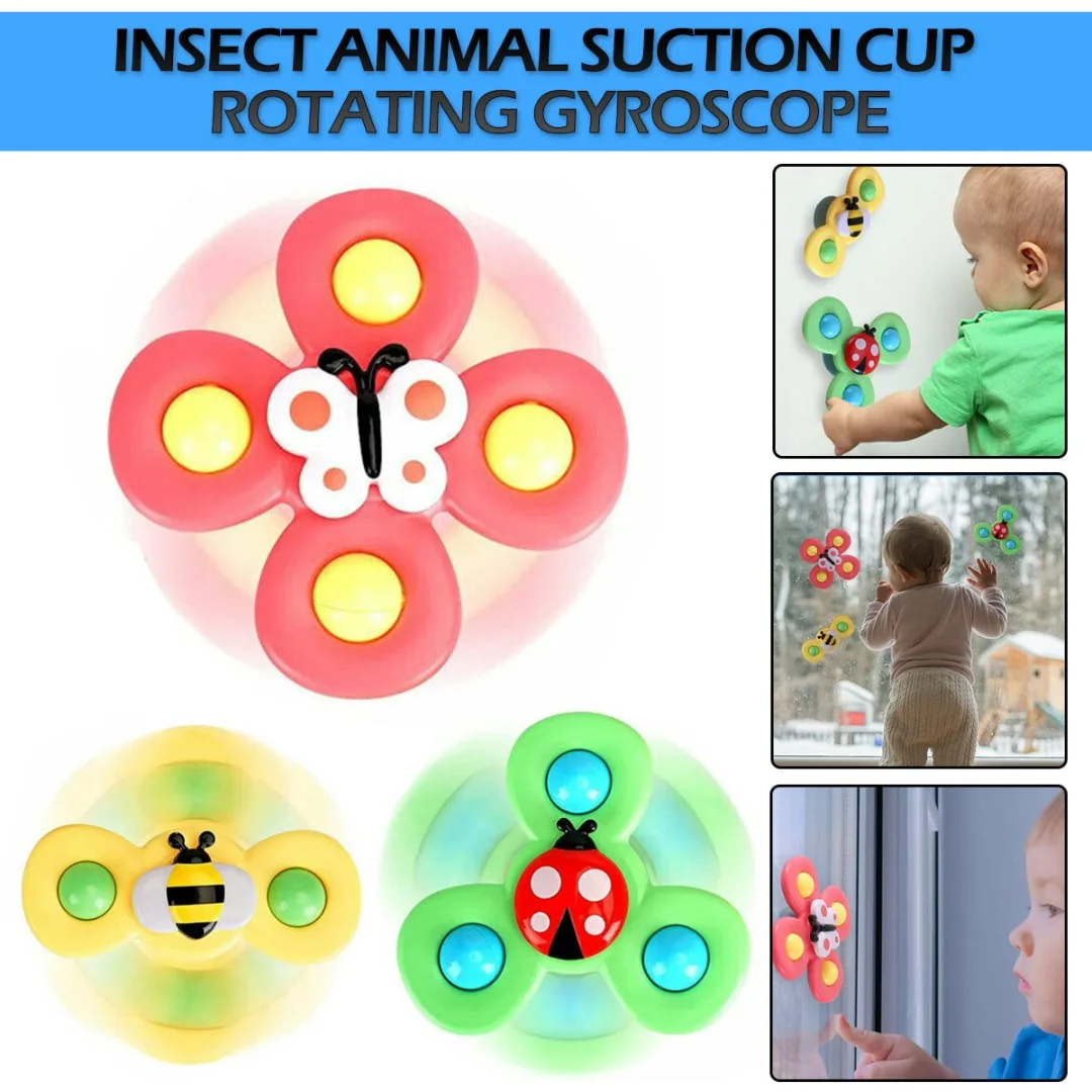 

Mayitr 3pcs Spinning Top Toy Multi-functional Suction Cup Spinning Top Baby Bath Rotating Gyroscope Toys