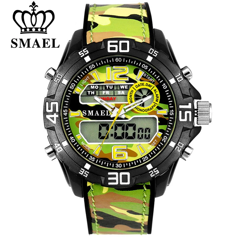 

SMAEL Luxury Brand Men Army Military Watches Men's Quartz Clock Male Fashion Sports Wrist Watch LED Dual Display Wristwatches