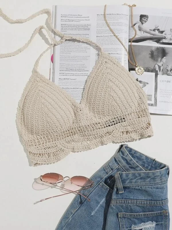 ТРИКОТАЖНЫЙ УКОРОЧЕННЫЙ ТОП с вырезами блузка летний стильный Топ модные блузки