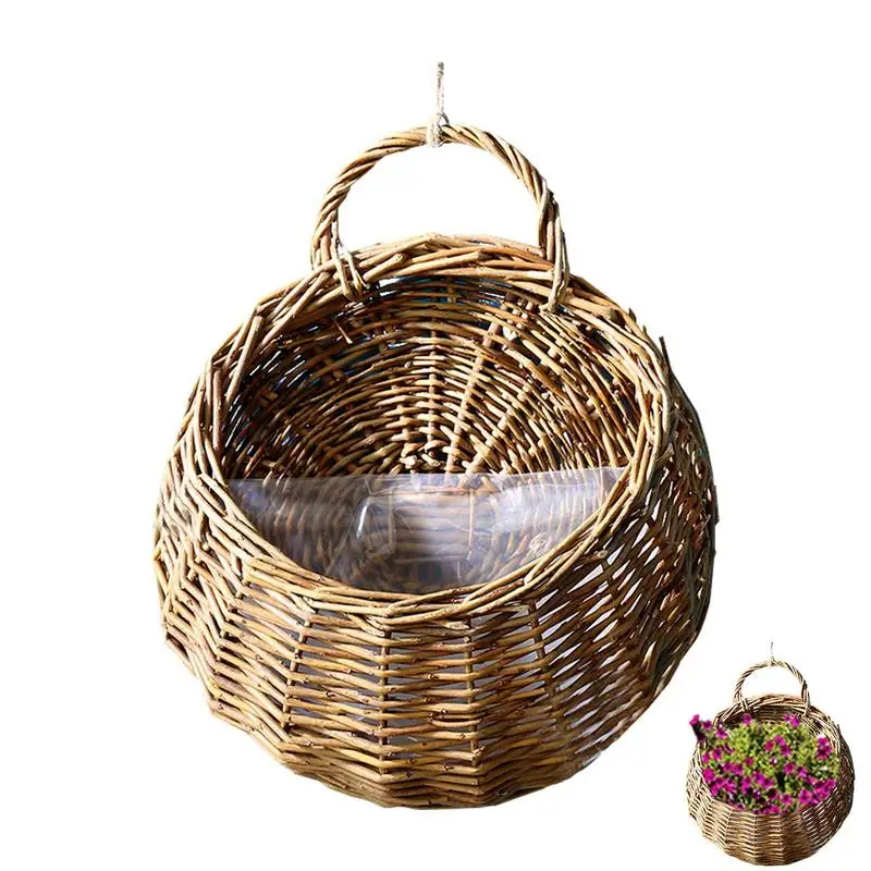 

Woven Rattan Hanging Planters Wall Hanging Planter Basket Hanging Woven Baskets Wall Decor Handmade Storage Basket For Home
