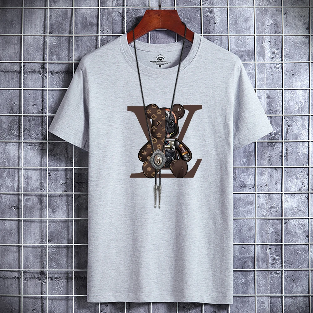 Мужская летняя футболка Y2k хлопок медведь