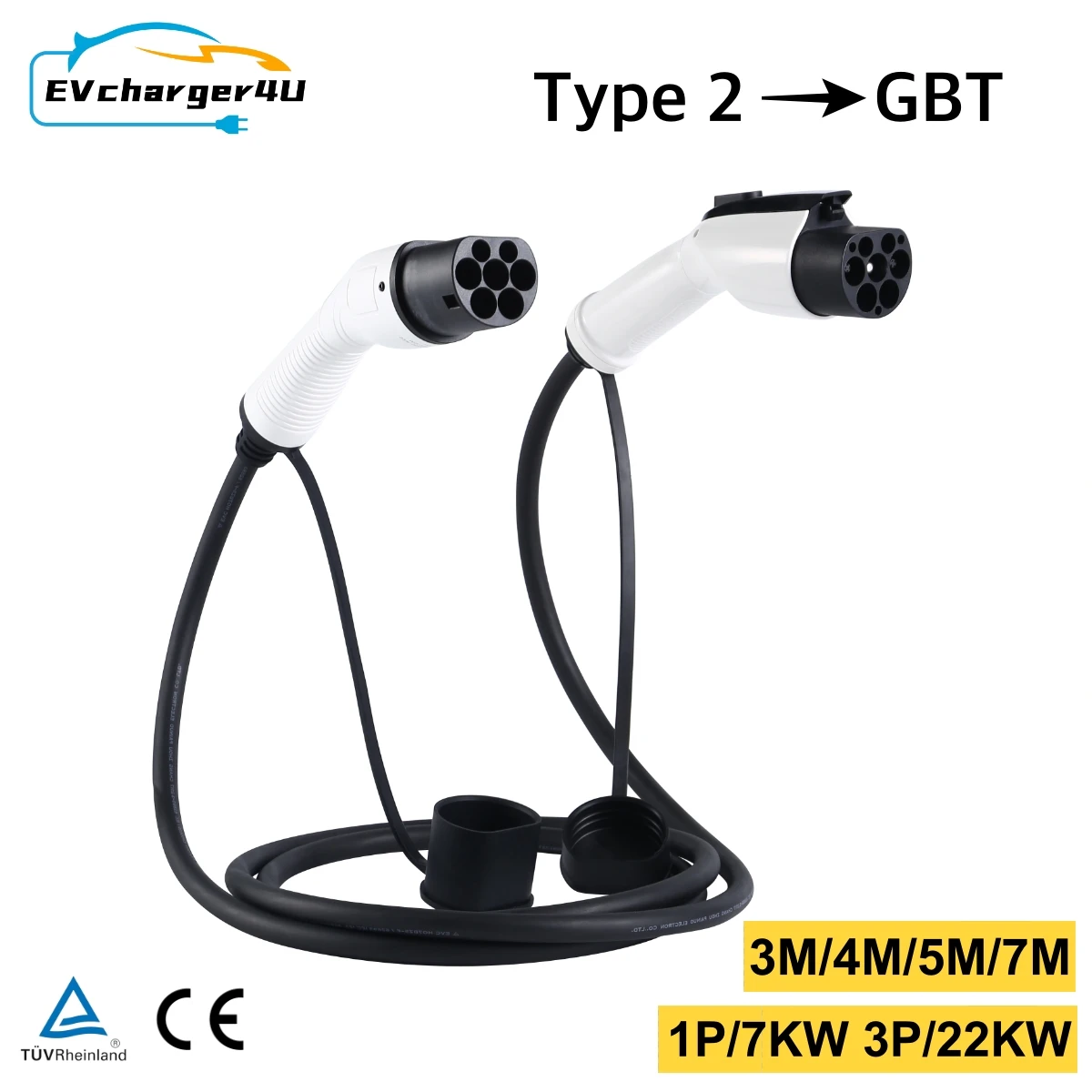 

Зарядный кабель EVcharger4U Type 2-GBT EV, 1 фаза, 32 А, 7 м, 7 кВт, 3 фазы, 5 м, 22 кВт, тип электромобиля, 2 шнура GB/T для EVSE