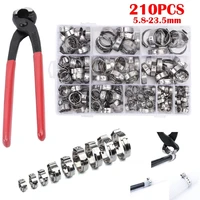 210pcs single ear stepless hose clamps 5 8 23 5mm 304 stainless steel hose clamps cinch clamp rings for sealing kinds of hose