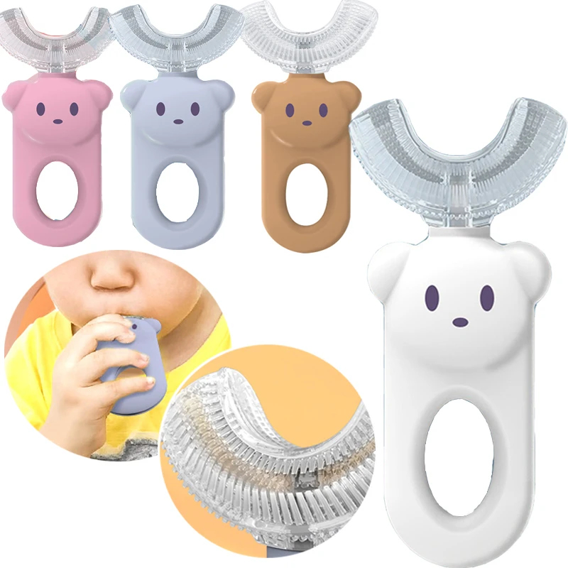 

Children U-Shape Toothbrush 2-12years Kids Teeth Oral Care Cleaning Brush Soft Silicone Teeth Whitening Cleaning Tool Brush