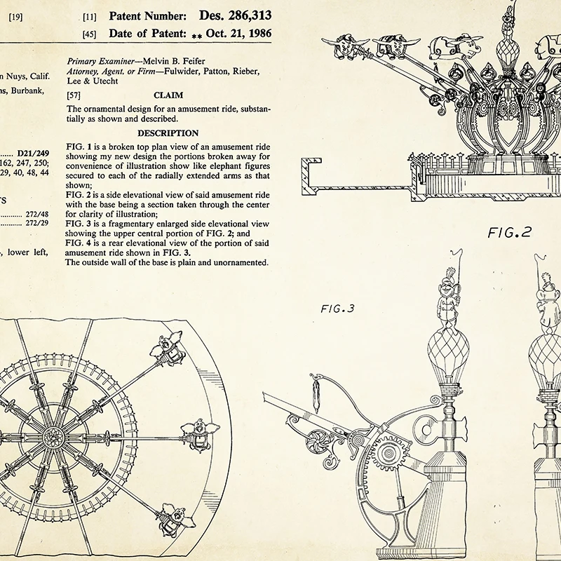 Постер-патент на холсте Disney художественный постер с изображением летающего