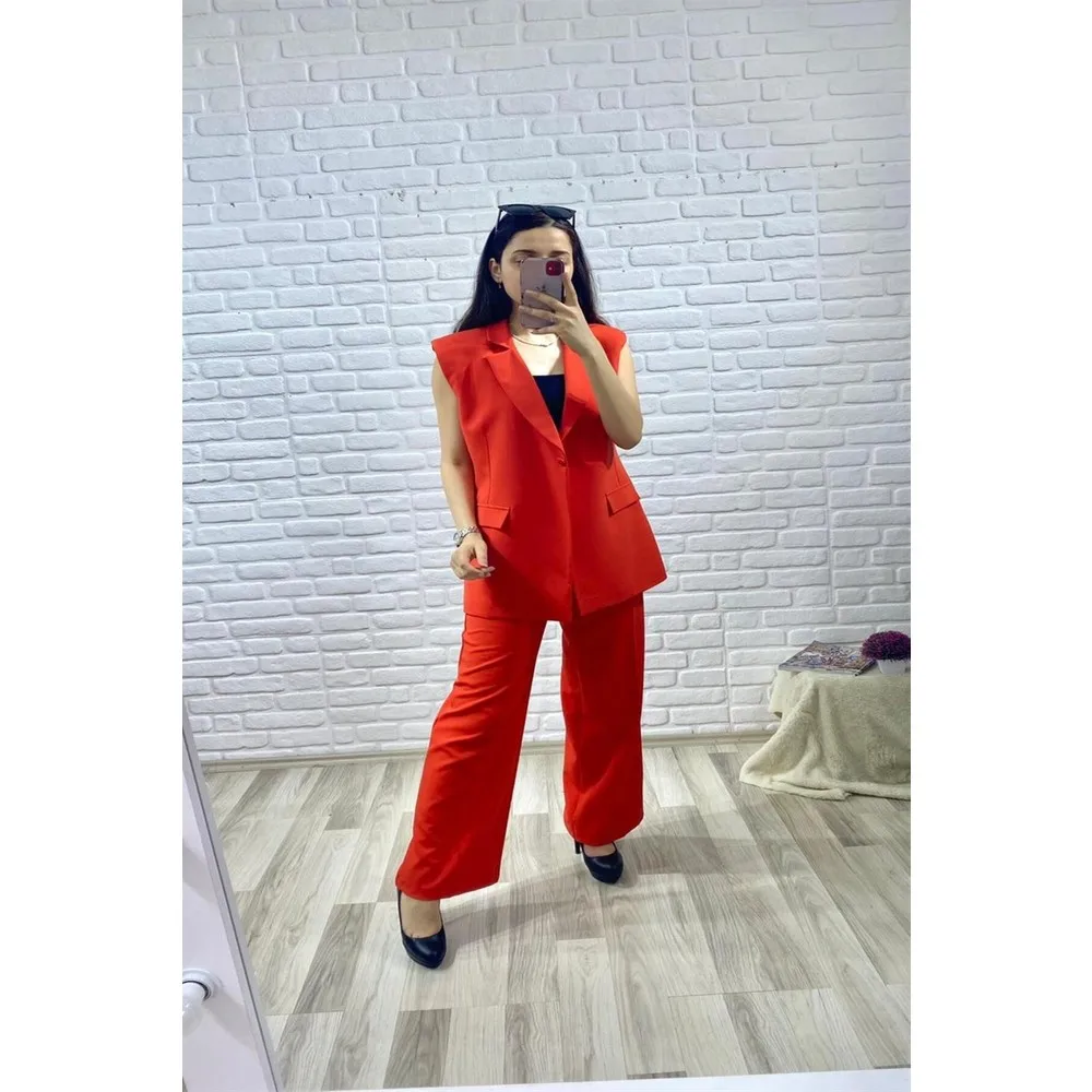 

Жилет Dorlie и брюки-клеш, Женский костюм-красный
