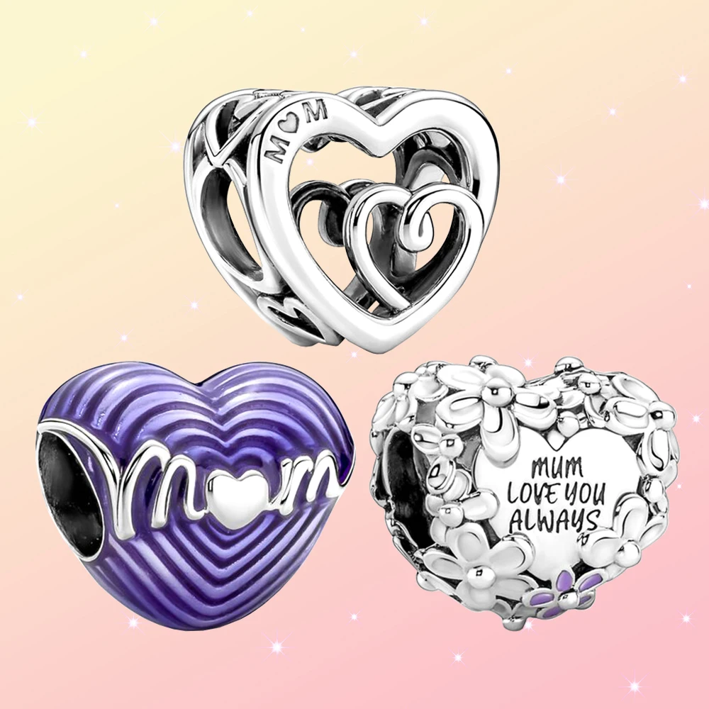 

Radiating Love Mom Heart Charm 925 Silver Fit for Pandora Engagement Party Romantic DIY Ladies Bracelet Necklace Luxury Gift