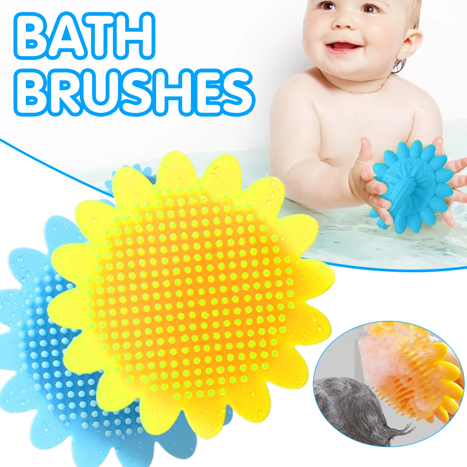 

Newest Soft Silicone Facial Cleansing Brush Shower Brush with Handle for Deep Cleaning 2 Colors Bath Brush Silicone