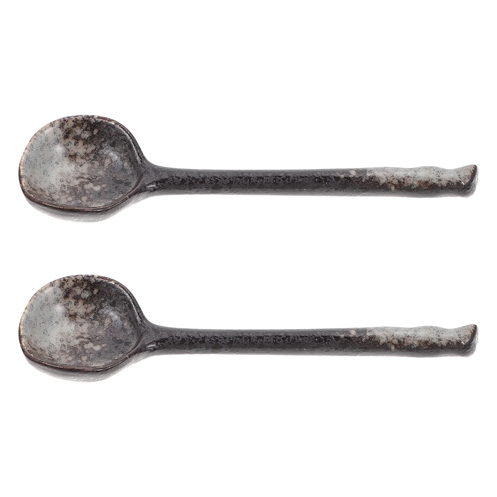 

2pcs Japanese Style Rice Spoons Noodle Soup Spoons Ceramic Food Spoons
