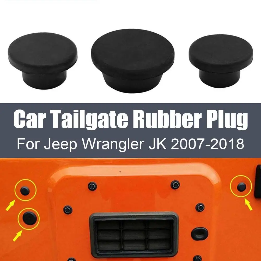 

3Pcs Tailgate Rubber Plug Fit For Jeep Wrangler JK 2&4 Door 2007-2018 Black Car Door Frame Car Accessories