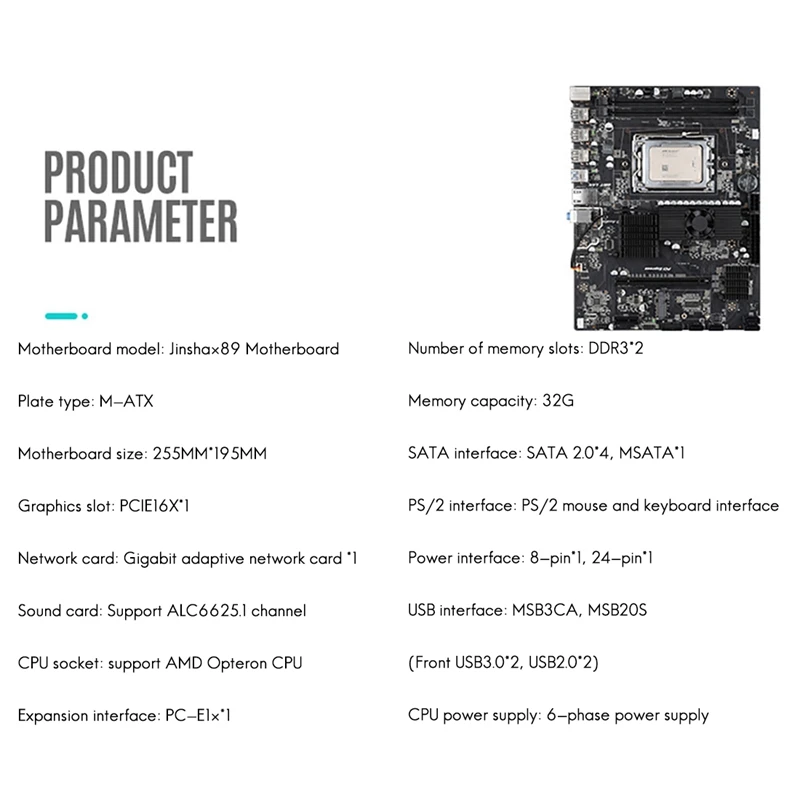 Материнская плата X89 для AMD Opteron 6100/6200/6300 CPU 2XDDR3 ECC/REG DIMM RAM PCIE 1X 16X SATA2 USB 3 0 материнская