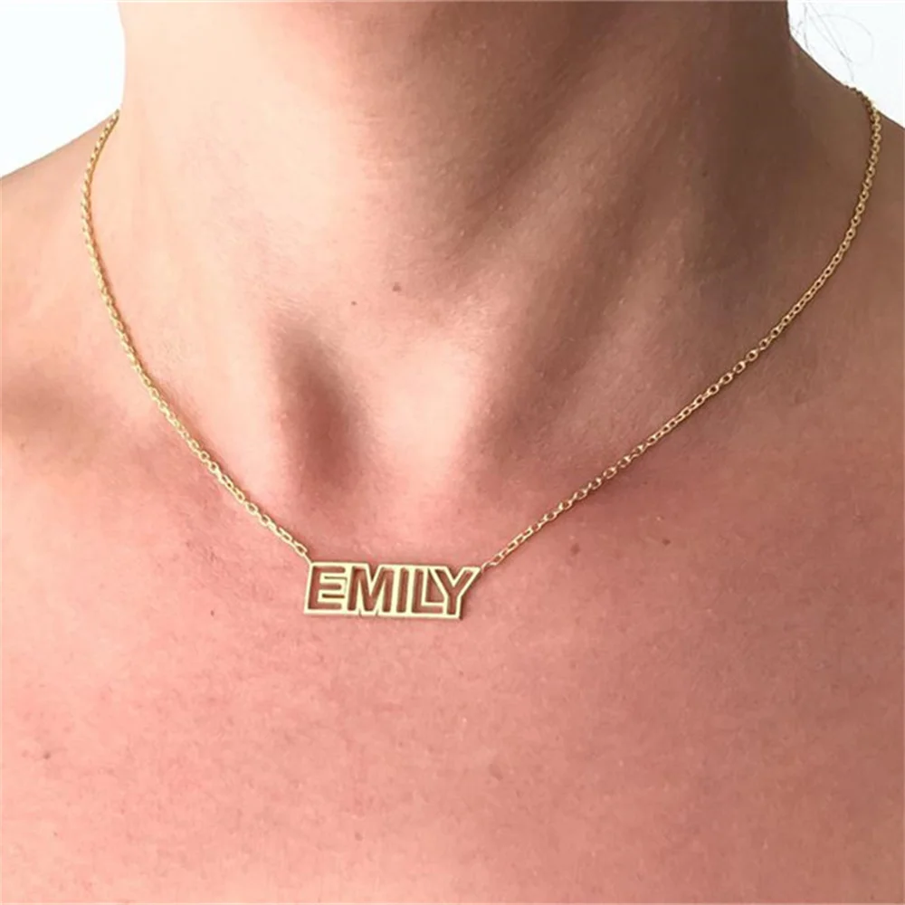 Custom Name Pendant Necklace For Women Unique Personalised Stainless Steel Silver Chain Customized Summer Jewelry Gift |
