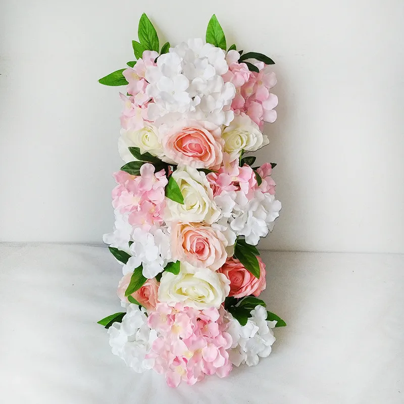

DIY Arched Door Flower Row Wedding Road Cited Flowers Silk Rose Peony Hydrangea For PartyT Station Wedding Decoration 50cm