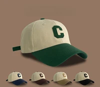 mens c letter patch contrast color peaked cap ladies spring and summer travel versatile adjustable baseball cap hip hop hat