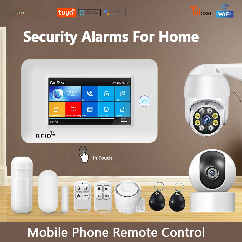 

TUYA Smart Security Alarms For Home WIFI Wireless Home Alarm APP Remote Control Compatible With Alexa House Alarm Systems