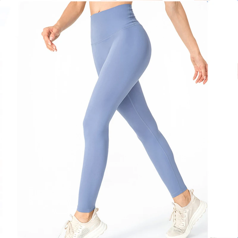 

With Logo lu Sports Tights Women's Naked Seamless Fitness Tights High Waist Tights Raised Hips Yoga Pants