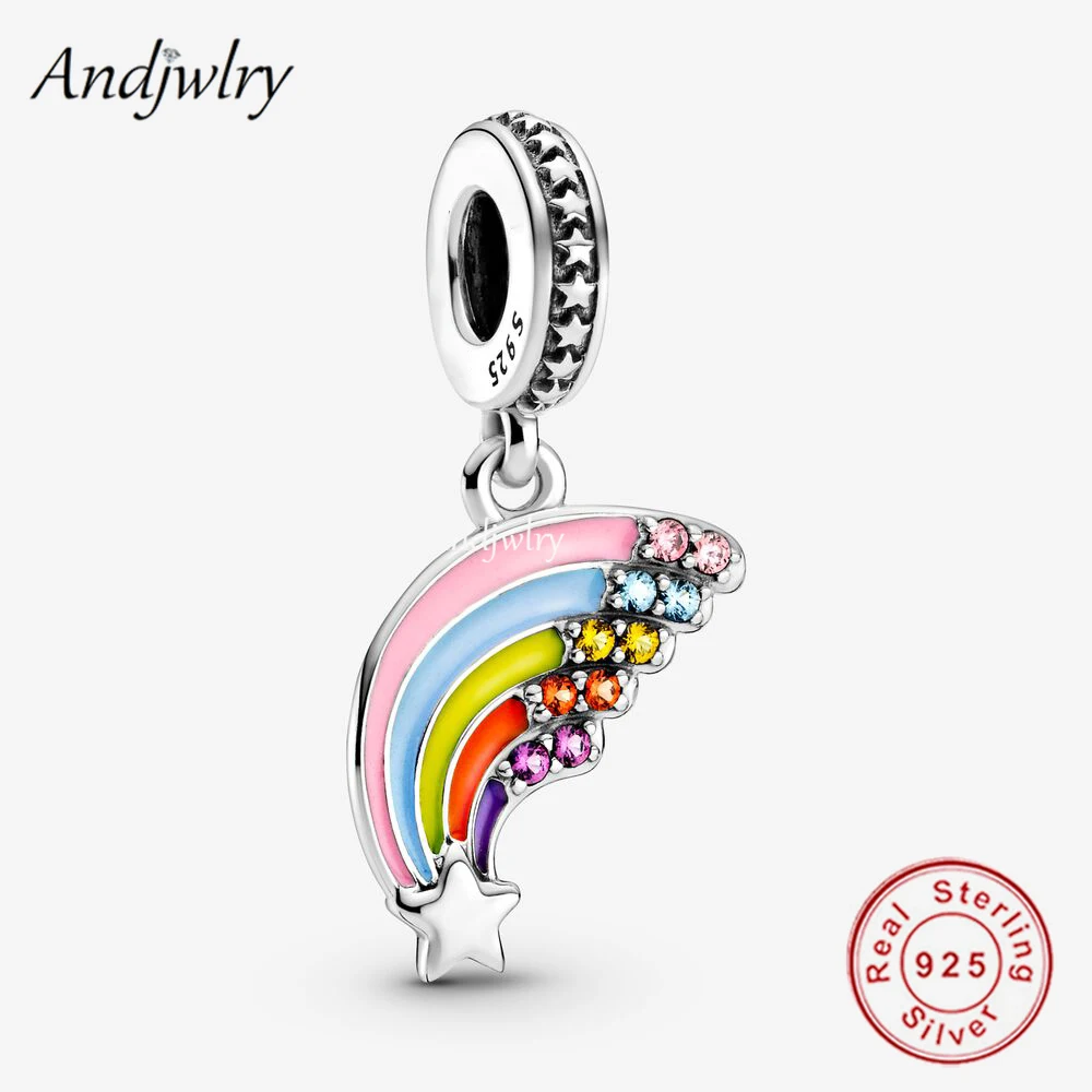 

Fit Bracelet Charms Silver 925 Original Colourful Rainbow Dangle Charm Bead Bracelet&Bangle Jewelry Berloque