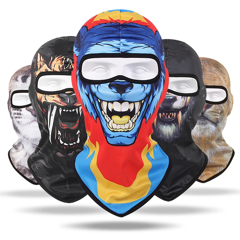 

Sunscreen Kids Balaclava 3D Dog Cat Tiger Lion Shark Print Cap Cycling Full Face Mask Buffs Scarf Ski Skateboard Face Shield