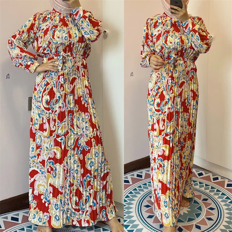 

Мусульманское женское платье с цветочным принтом и длинным рукавом, африканская Саудовская Аравия Abayas, Элегантное макси-платье, новый стиль 2023