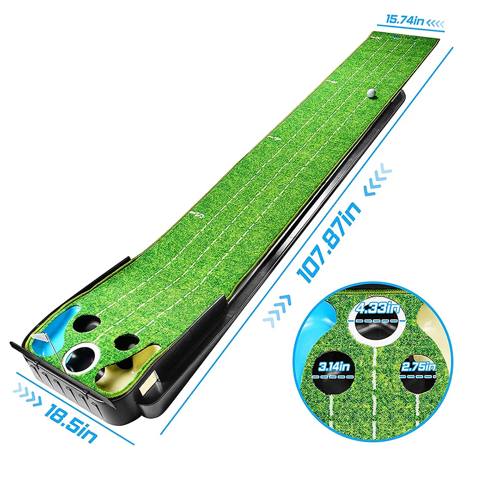 Putting Green - Indoor Golf Putting Mat with 2/5 Hole Training for Mini Games & Practicing at Home or in The Office For Gift