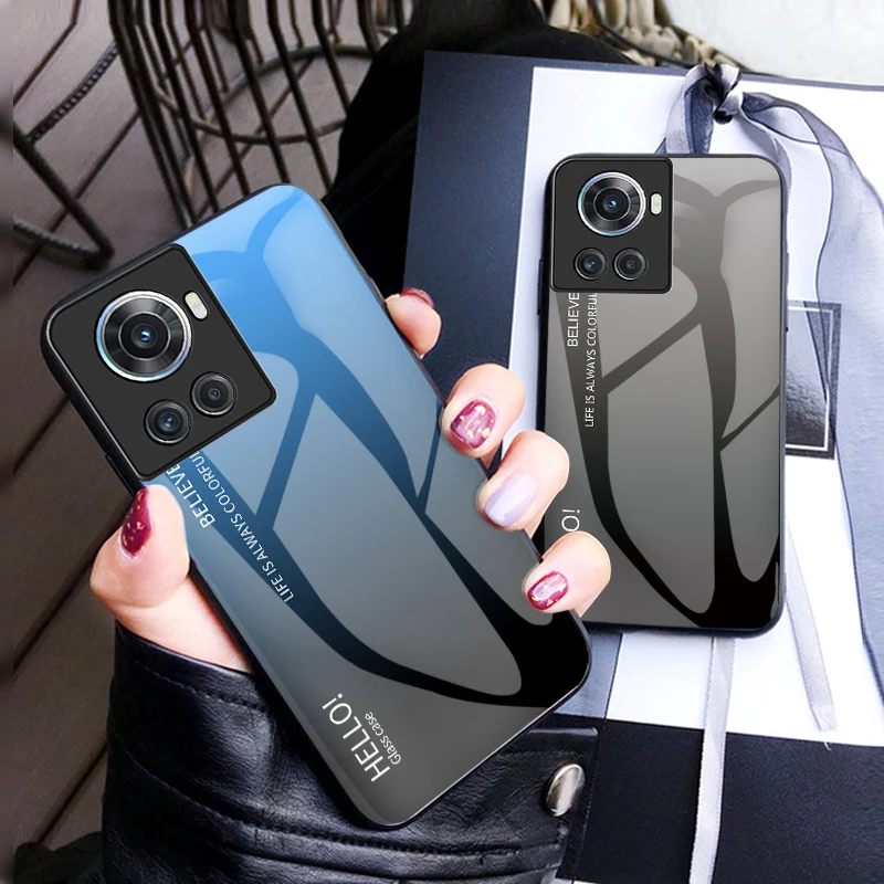 for oneplus ace 6 7 luxury 9h tempered glass glossy back phone case gradient marble ultra thin anti scratch soft frame shell free global shipping