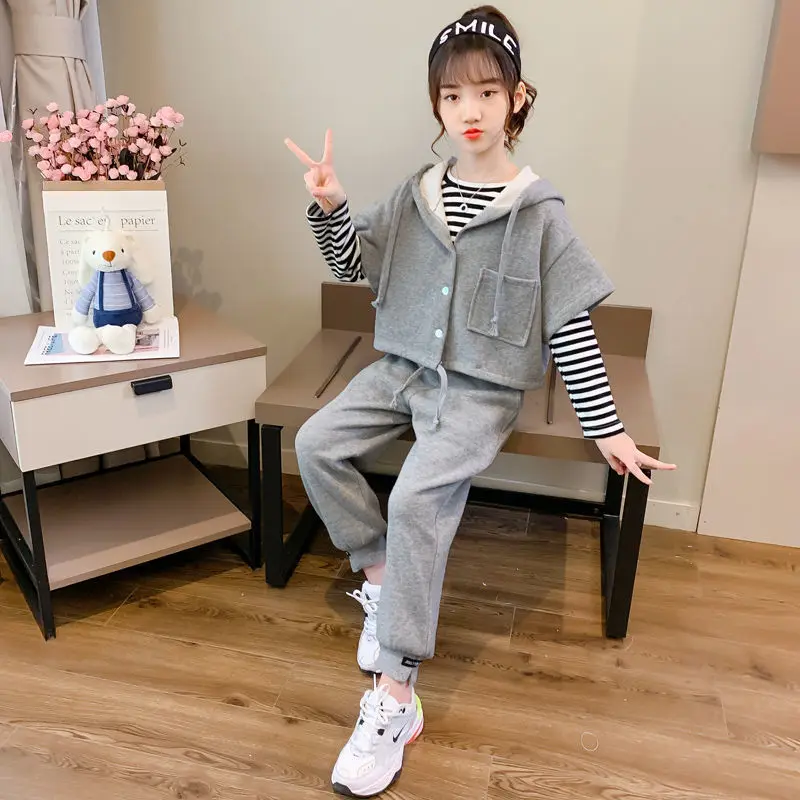 

3pcs Spring Autumn Kid Baby Girls Clothes Set Children Tops T Shirt News Top + Pants Teenage Tracksuit Girls Clothes enfant