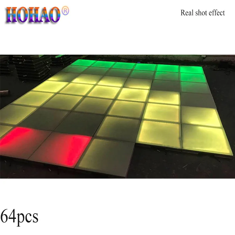 No Tax HOHAO 64pcs Led Rainbow Dancing Floor Tiles IP67 Outdoor Wedding Stage Park Performance с контроллером и клубным
