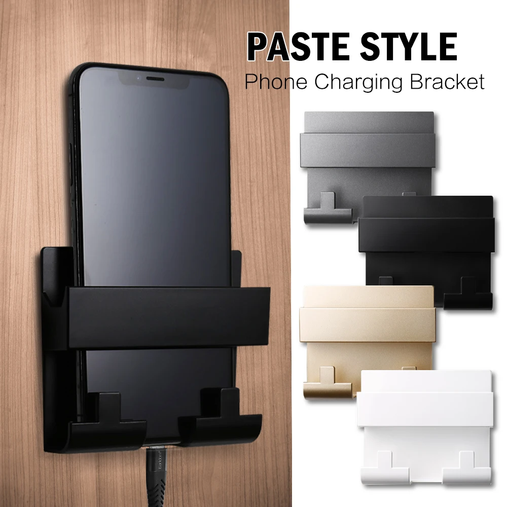 

Mobile Phone Charging Holder Bracket Paste Style For IPhone Keyring Wall Mount Stand Practical Wall Shelf Hotel Universal