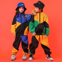 spring kids hip hop dancing outfits blue jacket top coat jogger pants girl tracksuit boy streetwear children sport clothes 3 16y