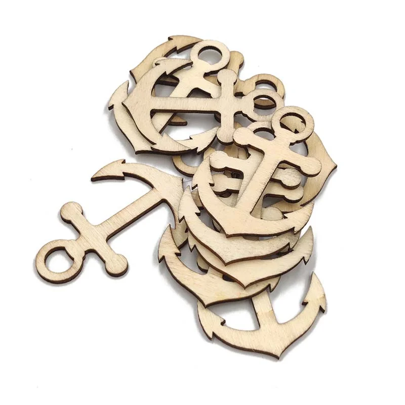 

20pcs Anchor Rudder Wood DIY Craft Cutouts Unfinished Wood Ornaments Gift for Ocean Themed Party Home Decoration