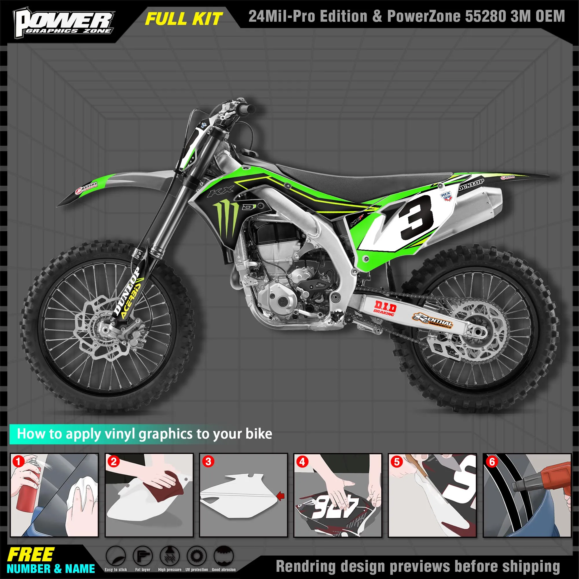 Персонализированные графические наклейки PowerZone Team Набор наклеек для Kawasaki Decal 2019