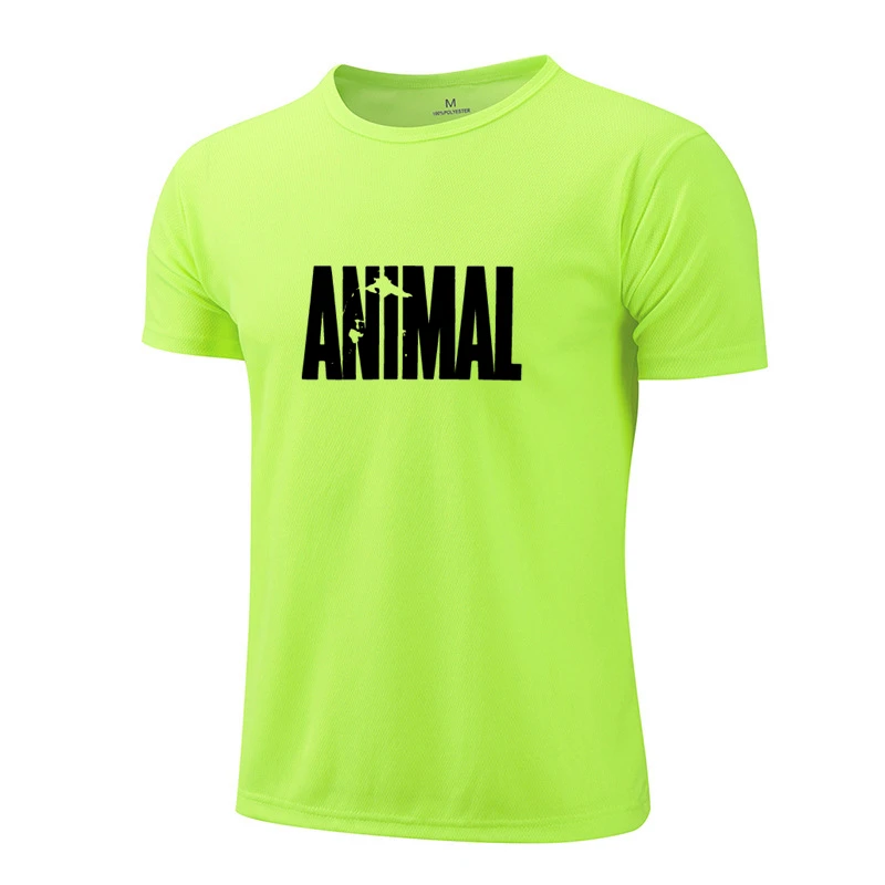 

Fitness Men Polyester Short Sleeve Casual Sport Workout Training Running Tee Animal Print Quick Dry Breathable Shirts