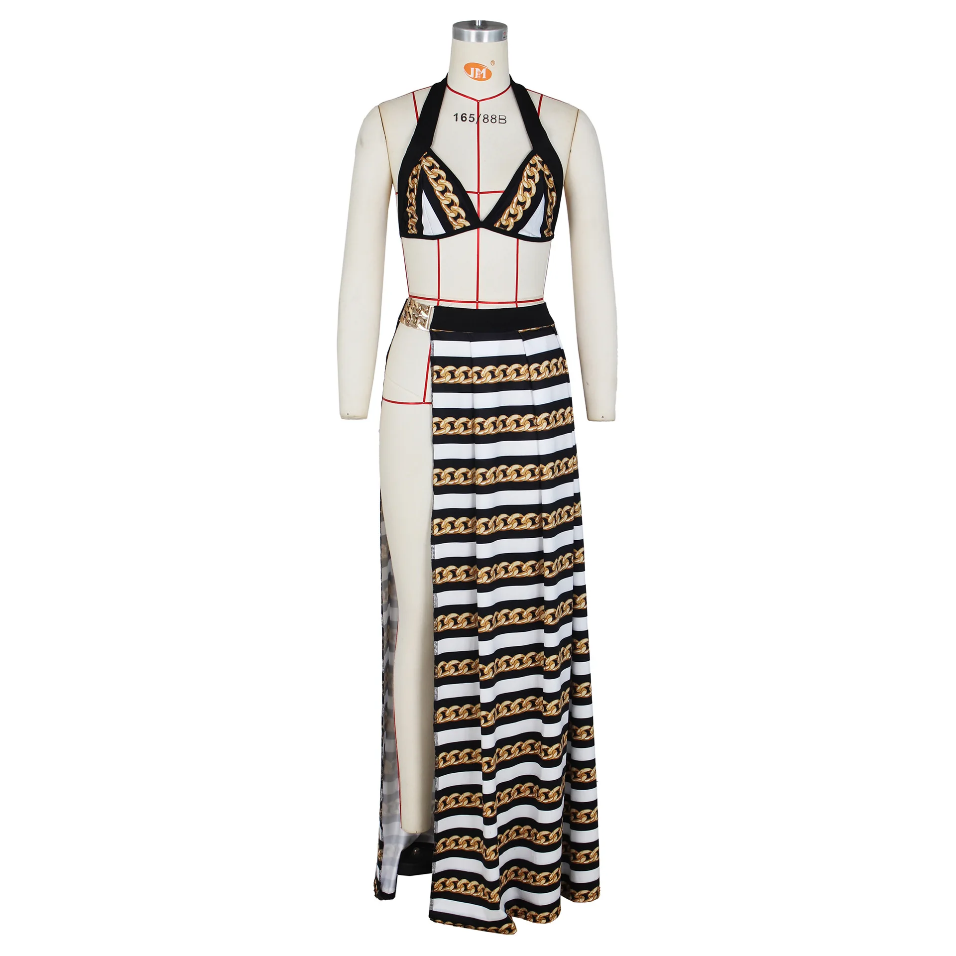 Купальник бикини с принтом золотистой цепочки шарф и накидка комплект из 3