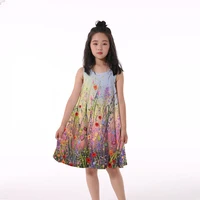 2022 summer girls 3d print dresses kids girl party sleeveless princess dress tank 3d print pretty gradients flower dress