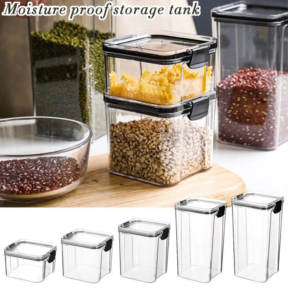 

Cereal Dispenser With Lid Storage Box Moisture Proof Rice Container Food Sealed Jar Cans For Kitchen Grain Dried Fruit Snac A2T9