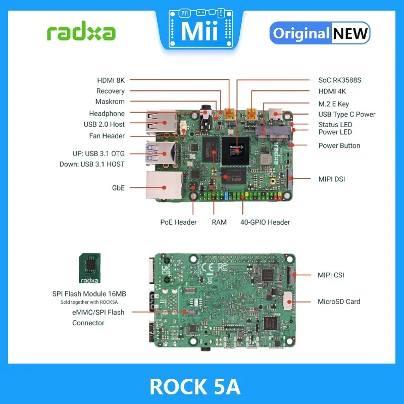 RADXA ROCK 5A RK3588S высокопроизводительный 8-ядерный 64 бит