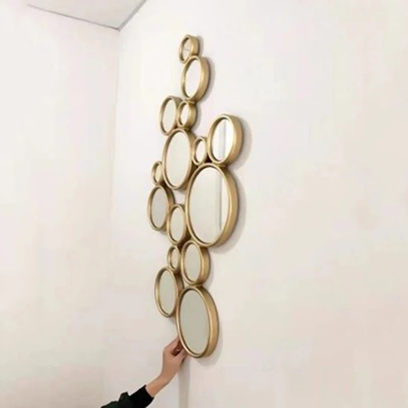 

Nordic Decoration Wave Aesthetic Dressing Gold Desktop Toilet Mirror Round Decorative Accent Specchio Decorative Mirror Wall