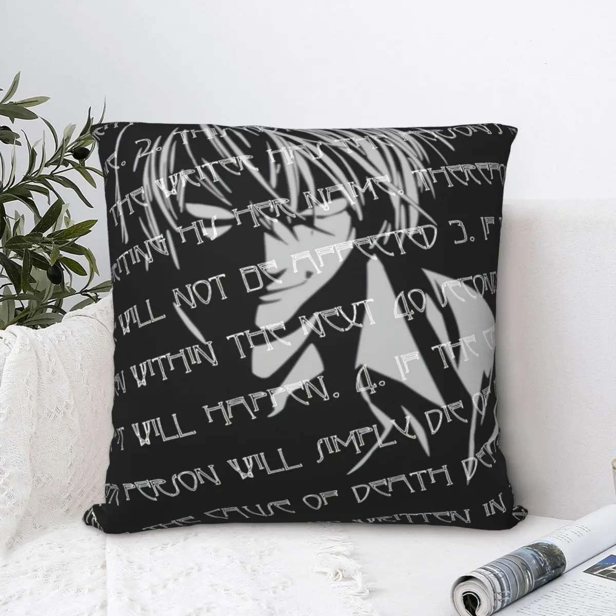 Death Note Yagami Light Pillowcase Soft Polyester Cushion Cover Decoration Anime Notebook Pillow Case Cover Home Zippered 45X45